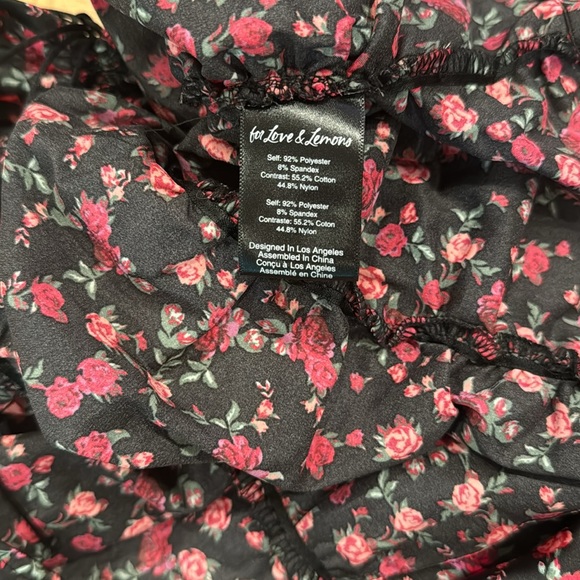 For Love and Lemons Floral Print Puff Sleeve Bustier Mini Dress Size Large - Picture 14 of 14